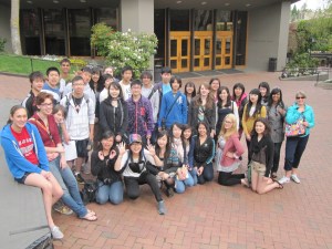 On the plaza in front of the Angus Bowmer Theatre.